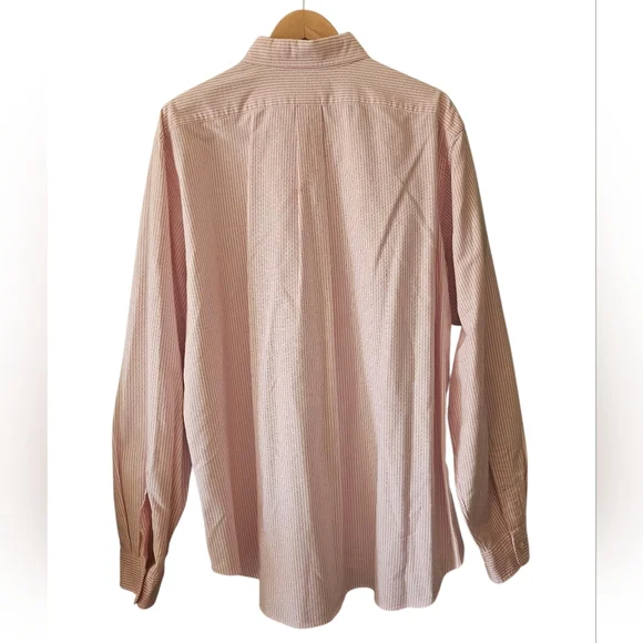 Ralph Lauren Mens Thick Pink Pinstripe Classic Fit Pony Logo Shirt 17.5 36/37 - Picture 6 of 7